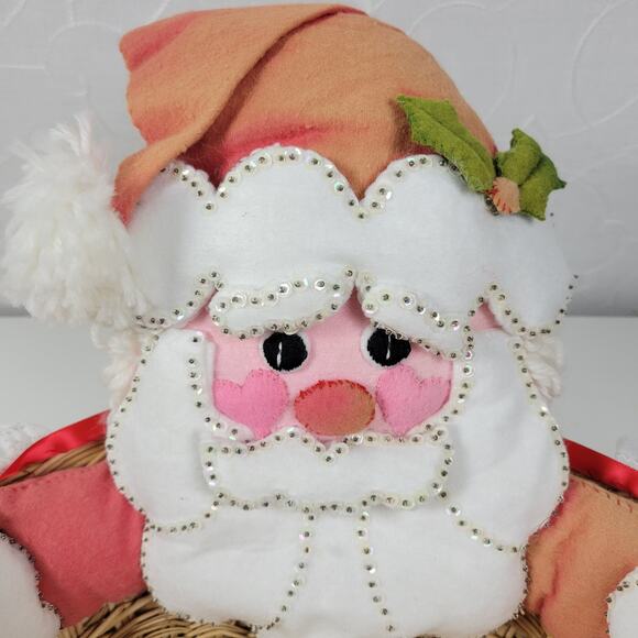 Vintage Christmas Santa Hamper Basket Decorative Wicker Organizing Food Basket - Picture 8 of 14
